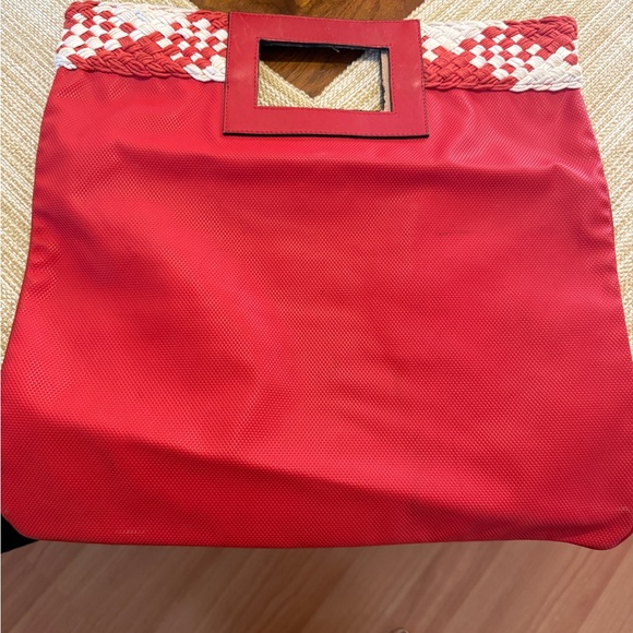 Fendi Red and Cream Woven Vintage Tote - Picture 6 of 8